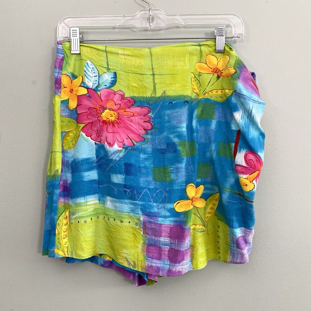 Jams World Hawaiian Wrap Skort Floral Womens Small Multicolor Resort Lightweight